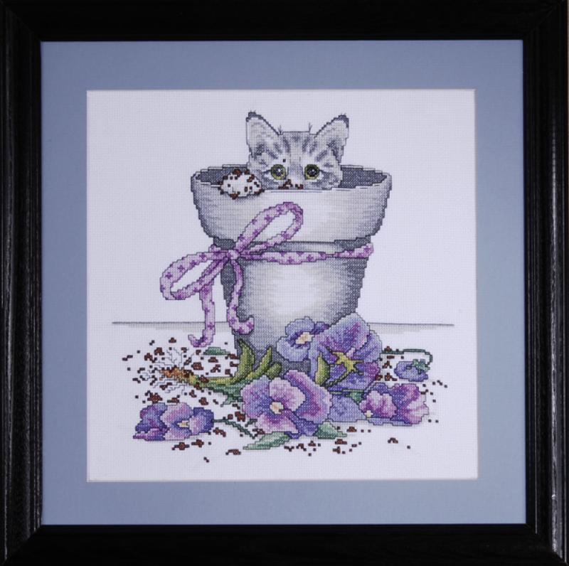 

Набір для вишивання хрестиком "Flowerpot Kitty//Кошеня у вазонку" Design Works dw2545