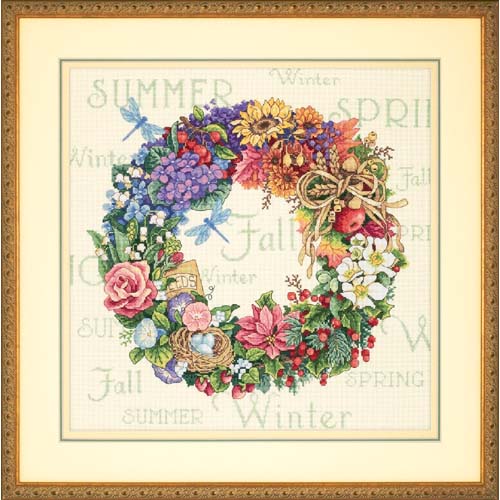 

Набір для вишивання хрестиком "Вінок всіх пір року//Wreath of All Seasons" DIMENSIONS 35040