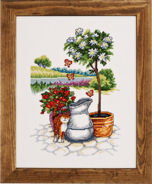 

Набір для вишивання "Кіт з квітами (Cat by flowers)" Permin 90-2358