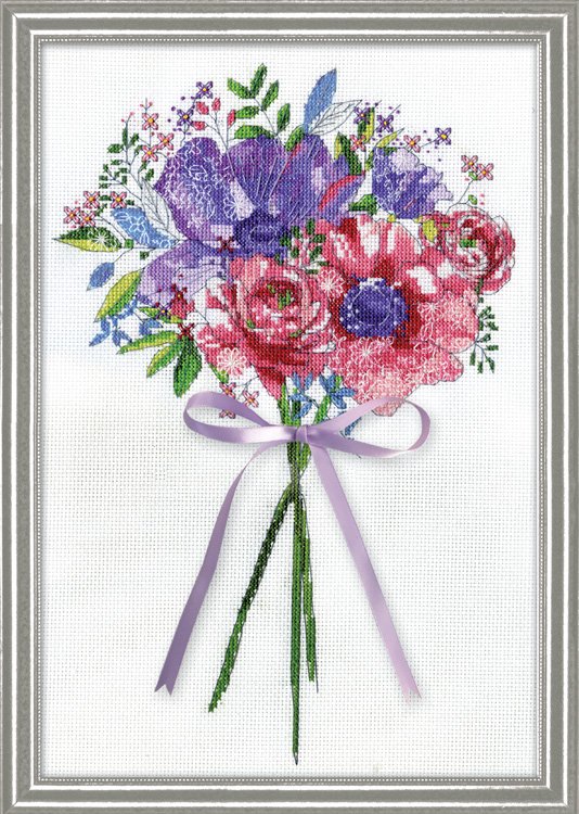 

Набір для вишивання хрестиком "Flowers and Lace//Букет зі стрічкою" Design Works dw3244