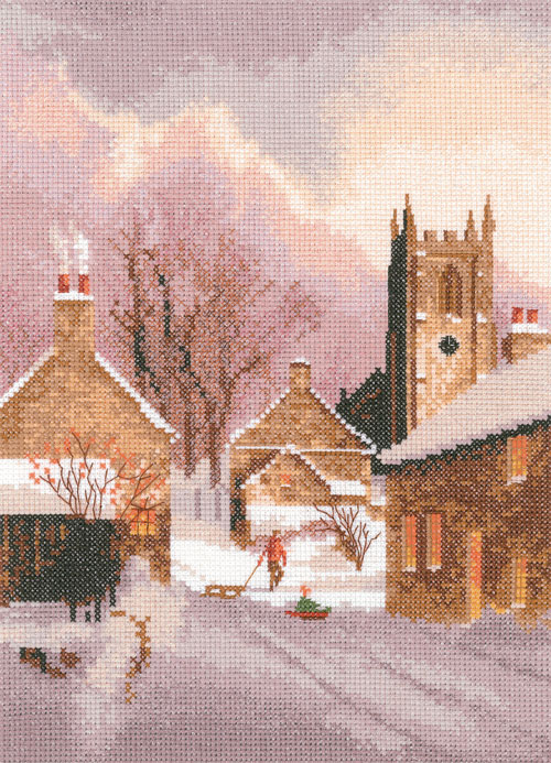 

Набір для вишивання хрестиком "Засніжене село//Snowy Village" Heritage Crafts H1305