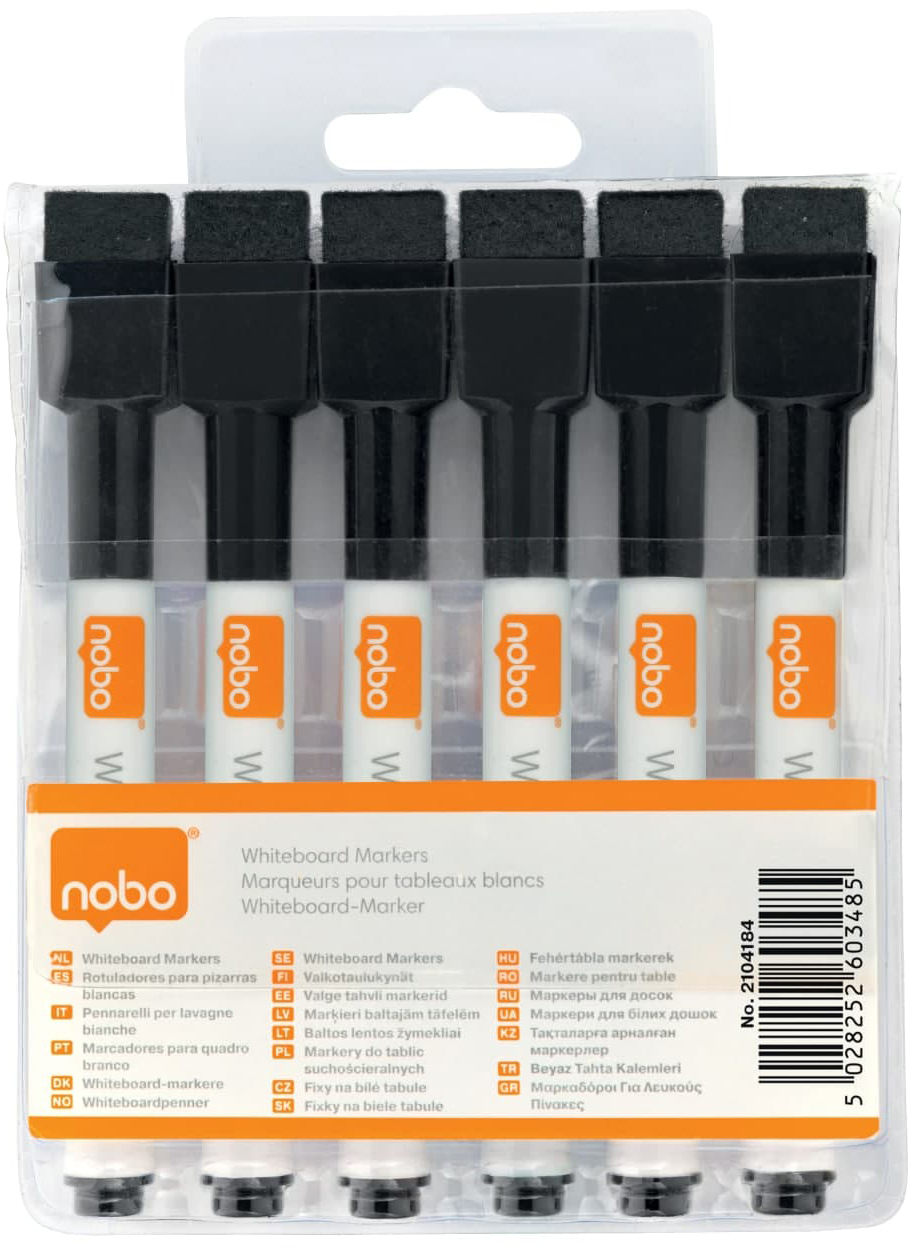 Набор мини-маркеров Nobo для досок и флипчартов 6 шт Черные (2104184 .