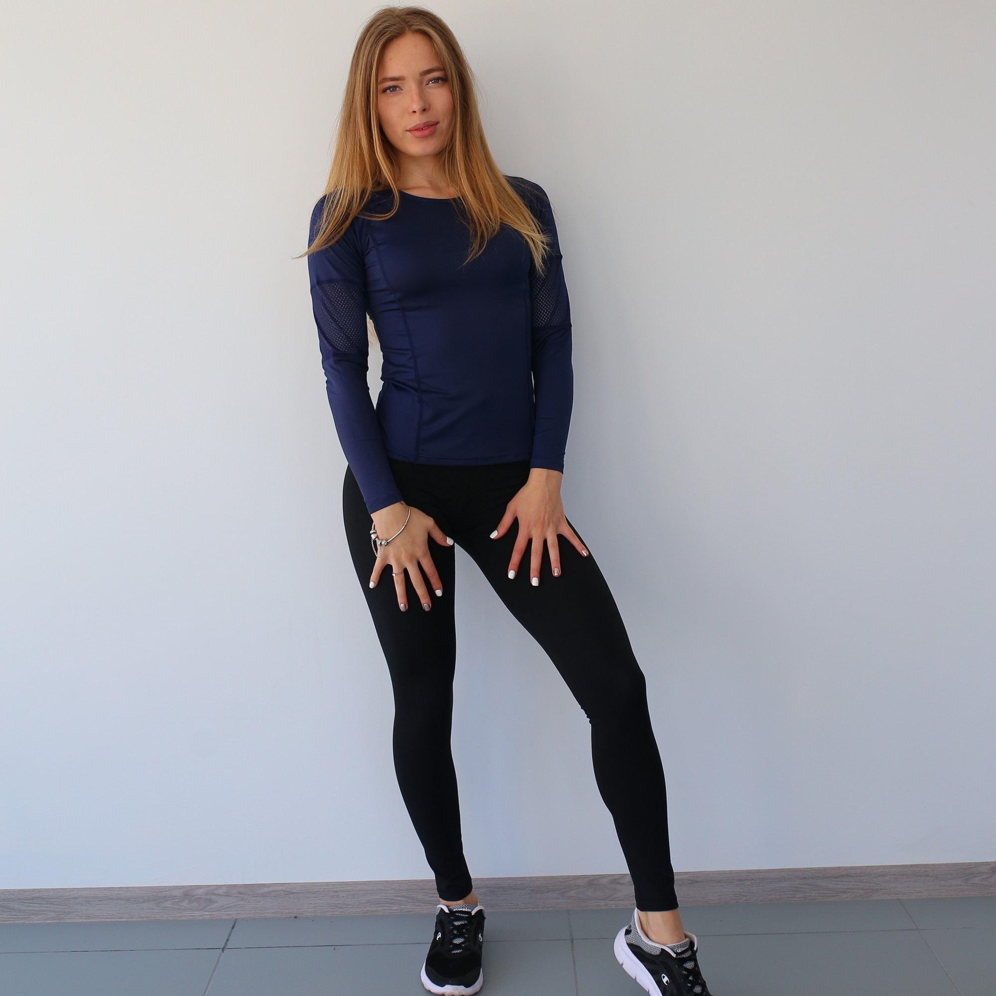 

Женский спортивный комплект GT ( лосины + рашгард) Fit L черно - синий