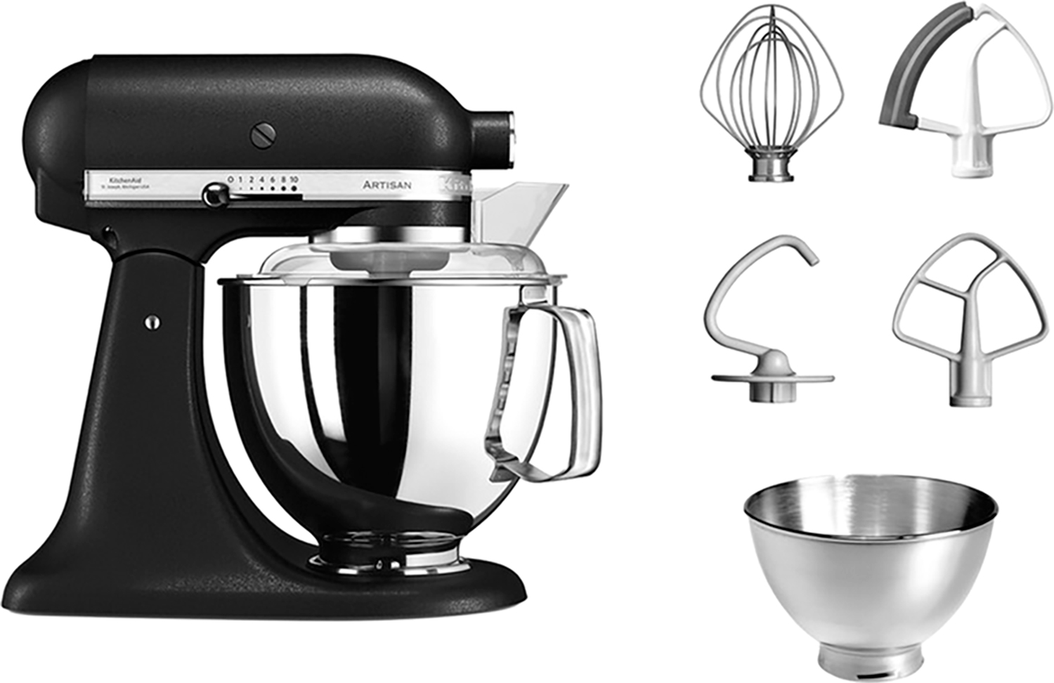 Кухонная машина KitchenAid Artisan 5KSM175PSEBK с откидным