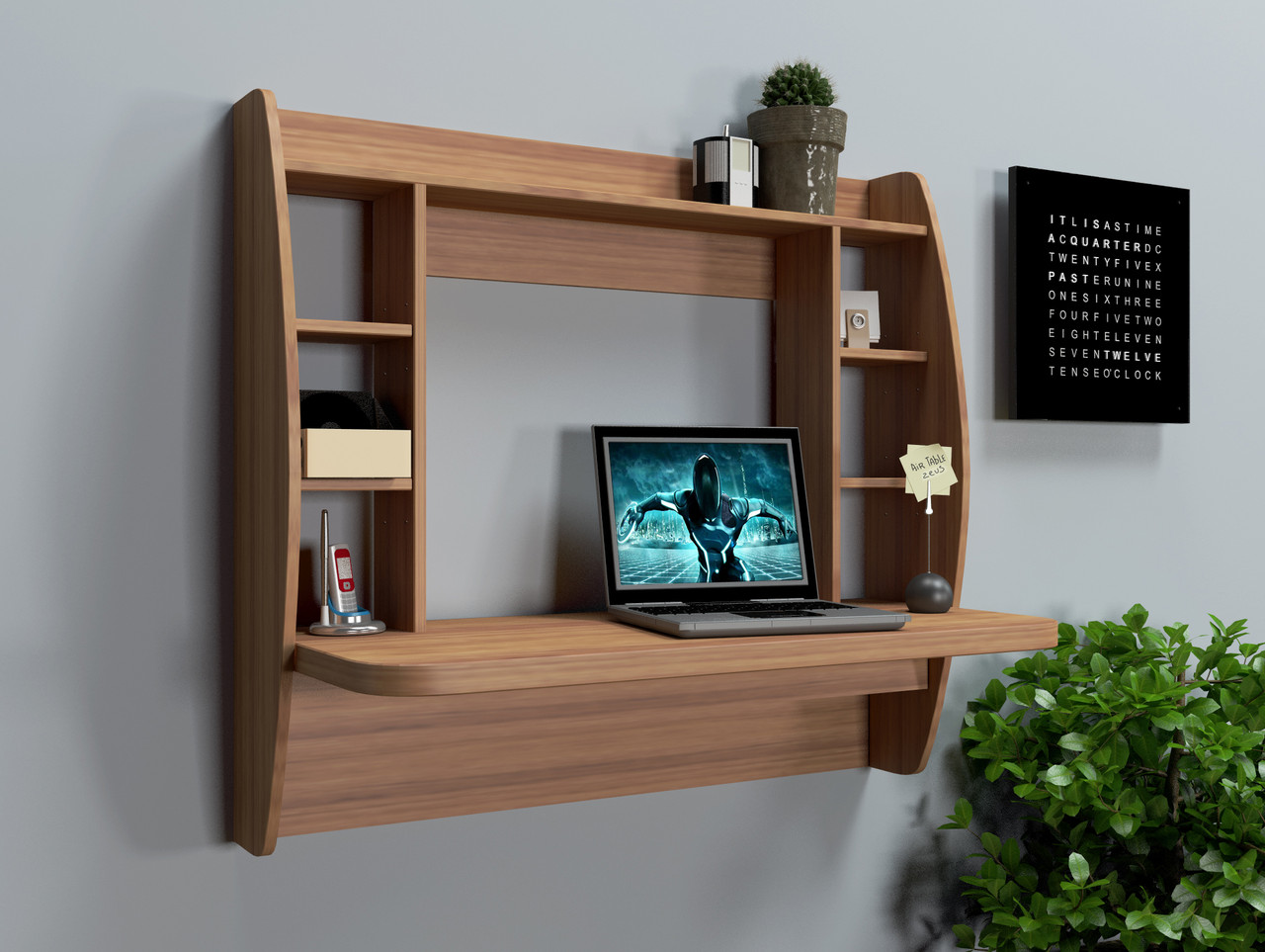 

Навесной компьютерный стол Comfy Home AirTable-I LB орех