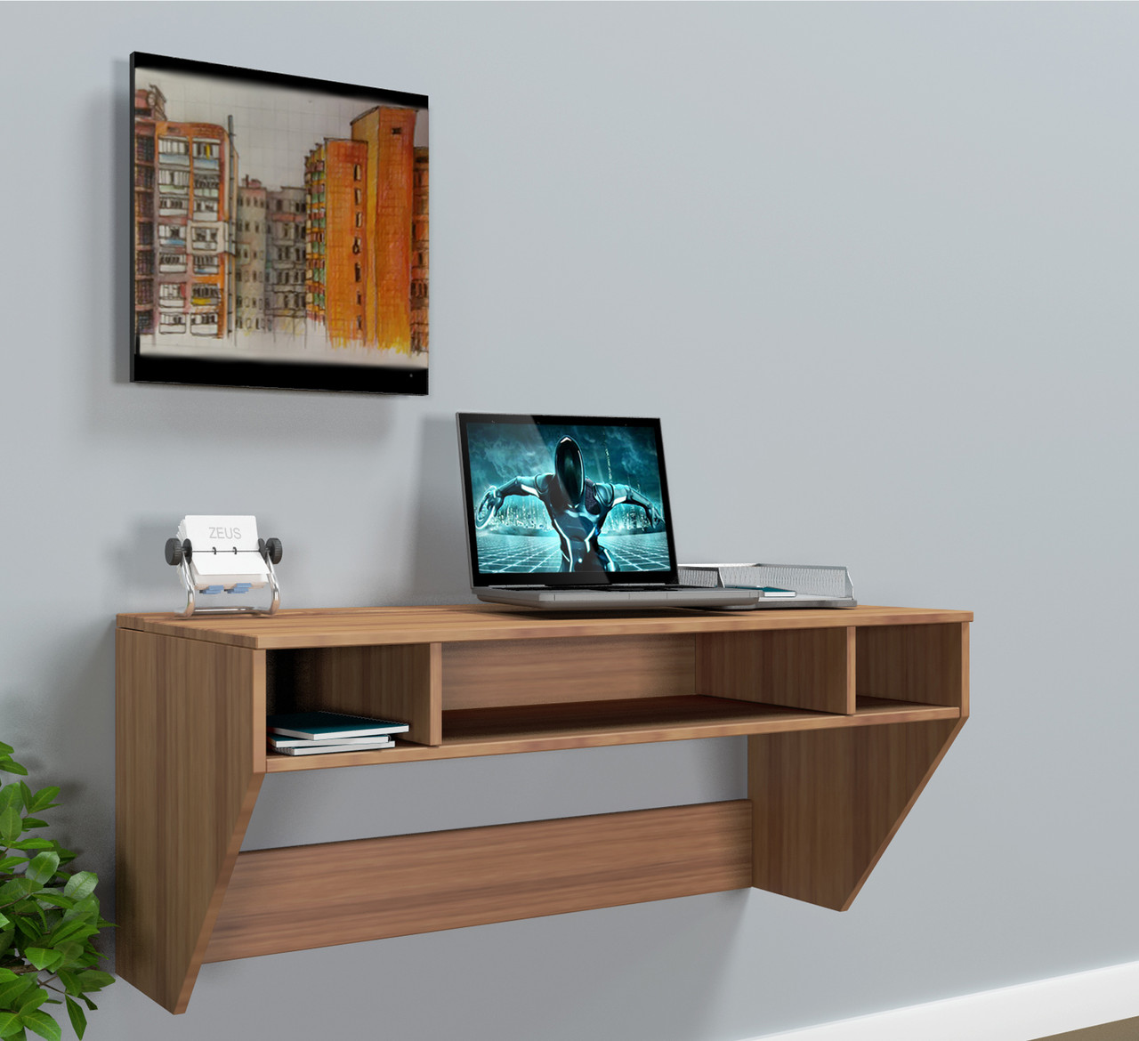 

Навесной компьютерный стол Comfy Home AirTable-II LB Mini орех