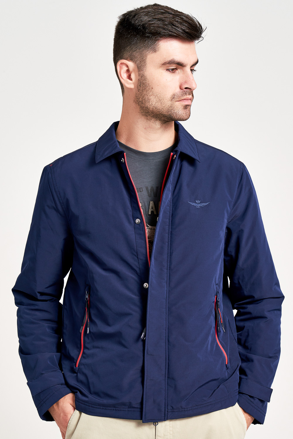 Синяя однотонная ветровка Aeronautica Militare 4866 48 от продавца ...