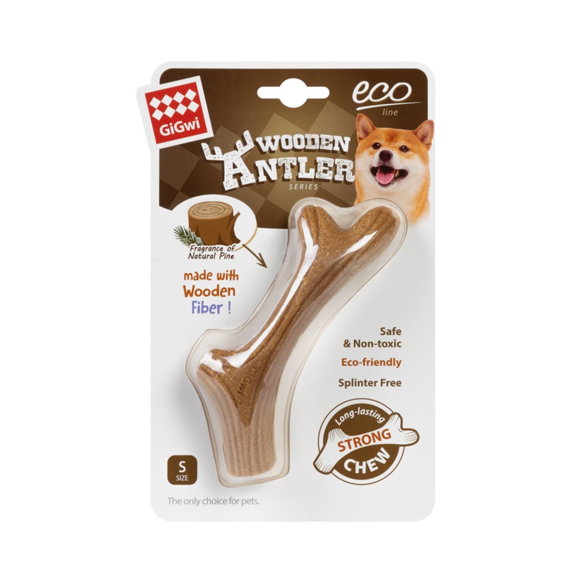 Игрушка для собак GiGwi Wooden Antler Рог жевательный, дерево, полимер ...