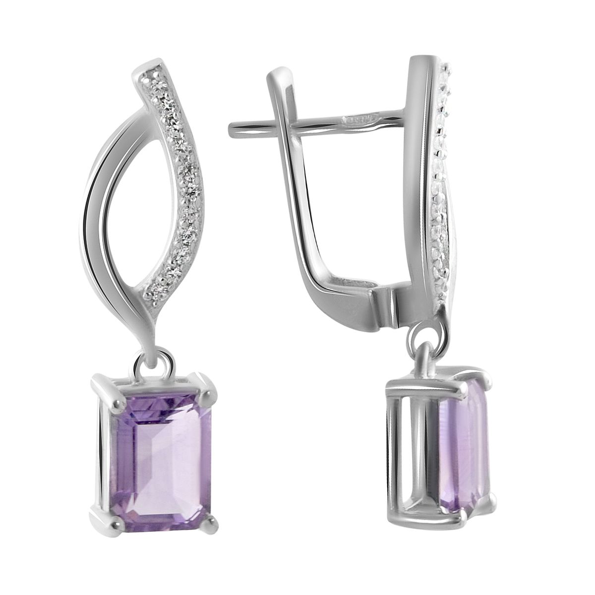 

Серебряные серьги SilverLine с натуральным аметистом