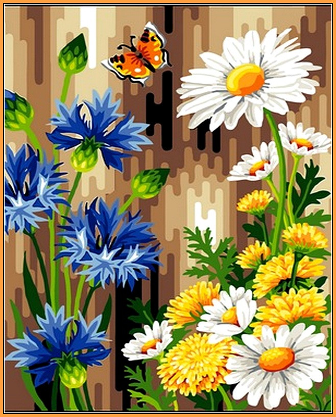 

Картина по номерам NB083 Васильки и ромашки, 40x50 см., Babylon Premium