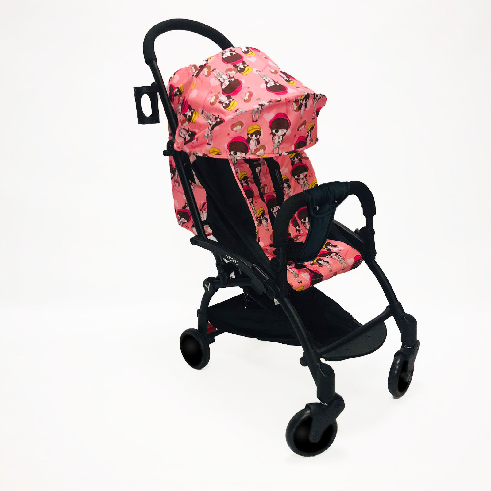 

Коляска Yoya 175А+ Розовая с красным Pink sister на черной раме