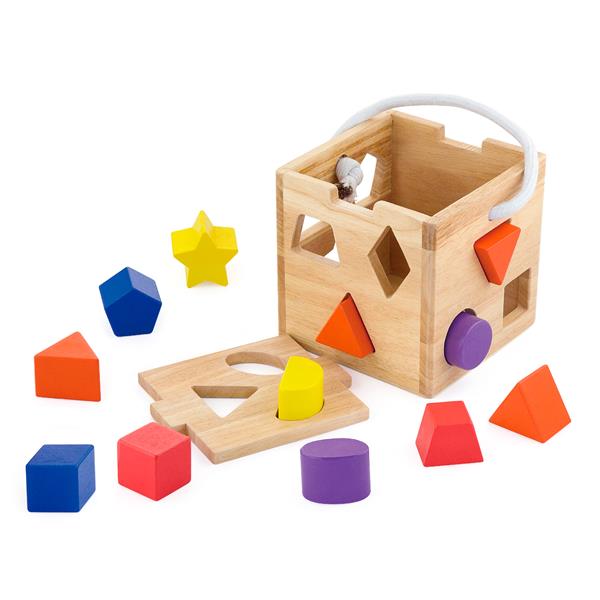 

Игрушка-сортер Viga Toys Кубик дерево бежевый, разноцветный AFK 53659