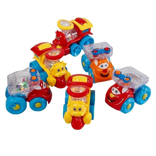 

Игрушка инерционная Huile Toys Мультяшная машинка 6 шт. в упаковке машинка и паровозик пластик разноцветный AFK 706
