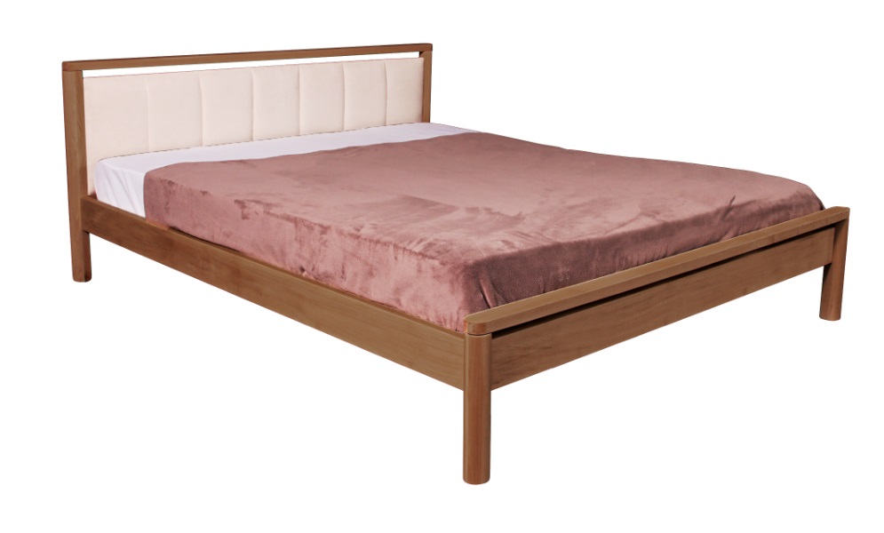 

Кровать двуспальная деревянная из массива бука 180х200 без матраса Drop Soft Карамель Woodman