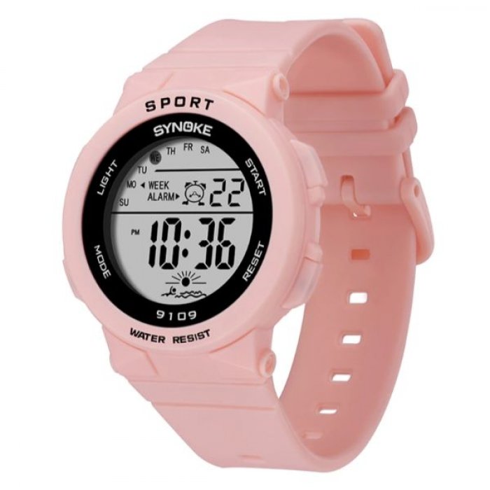 

Часы женские Sanda Pink с каучуковым ремешком + будильник и подсветка Розовый