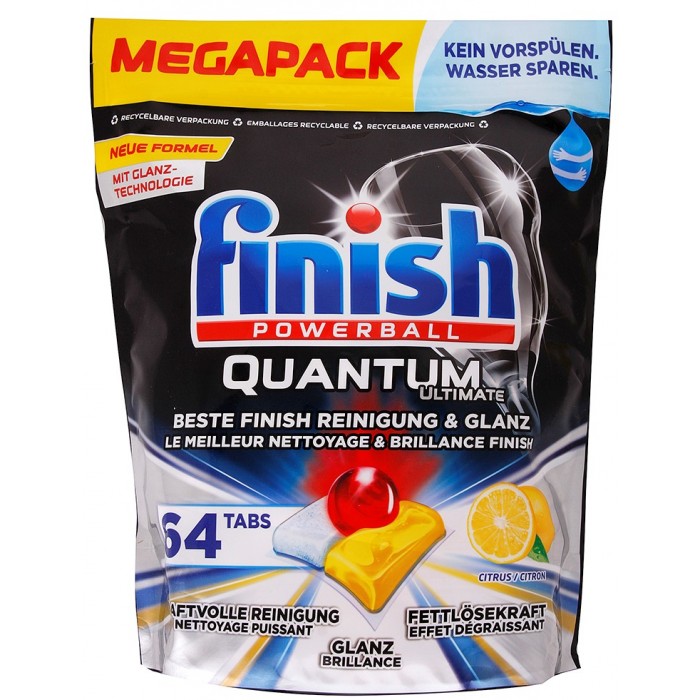 Капсулы для посудомоечных машин Finish Quantum Ultimate Powerball 64 шт ...