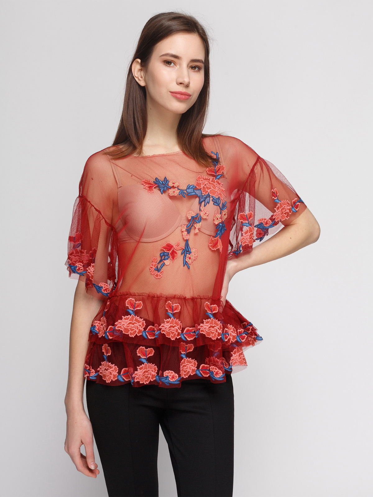 

Блузка Zara 2731-263_606  Бордовая, Блузка Zara 2731-263_606 M Бордовая