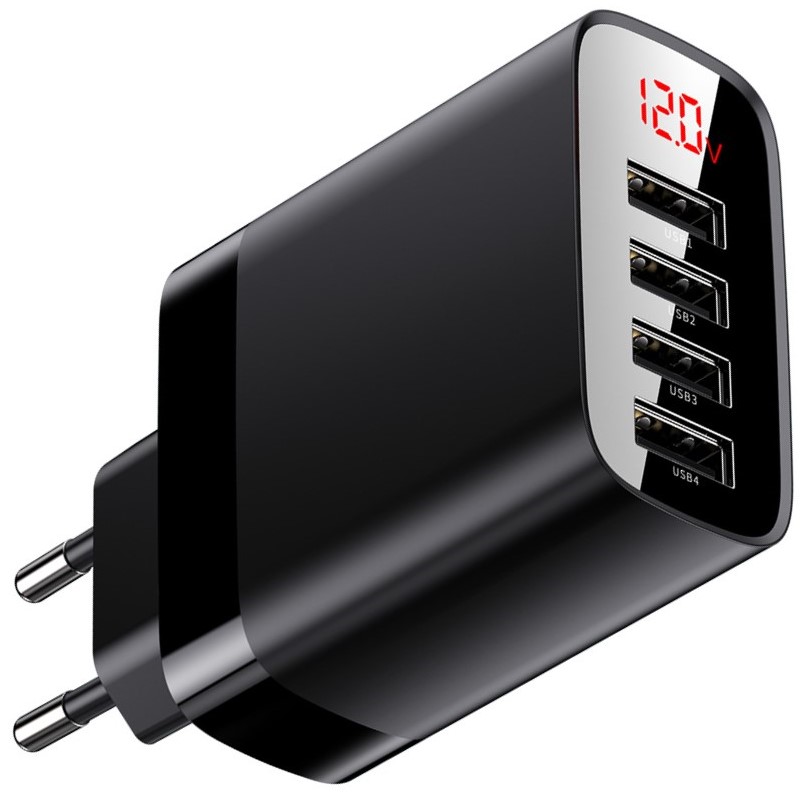 

Сетевое зарядное устройство Baseus Mirror Travel Digital Display 30W 4USB 6A Черный