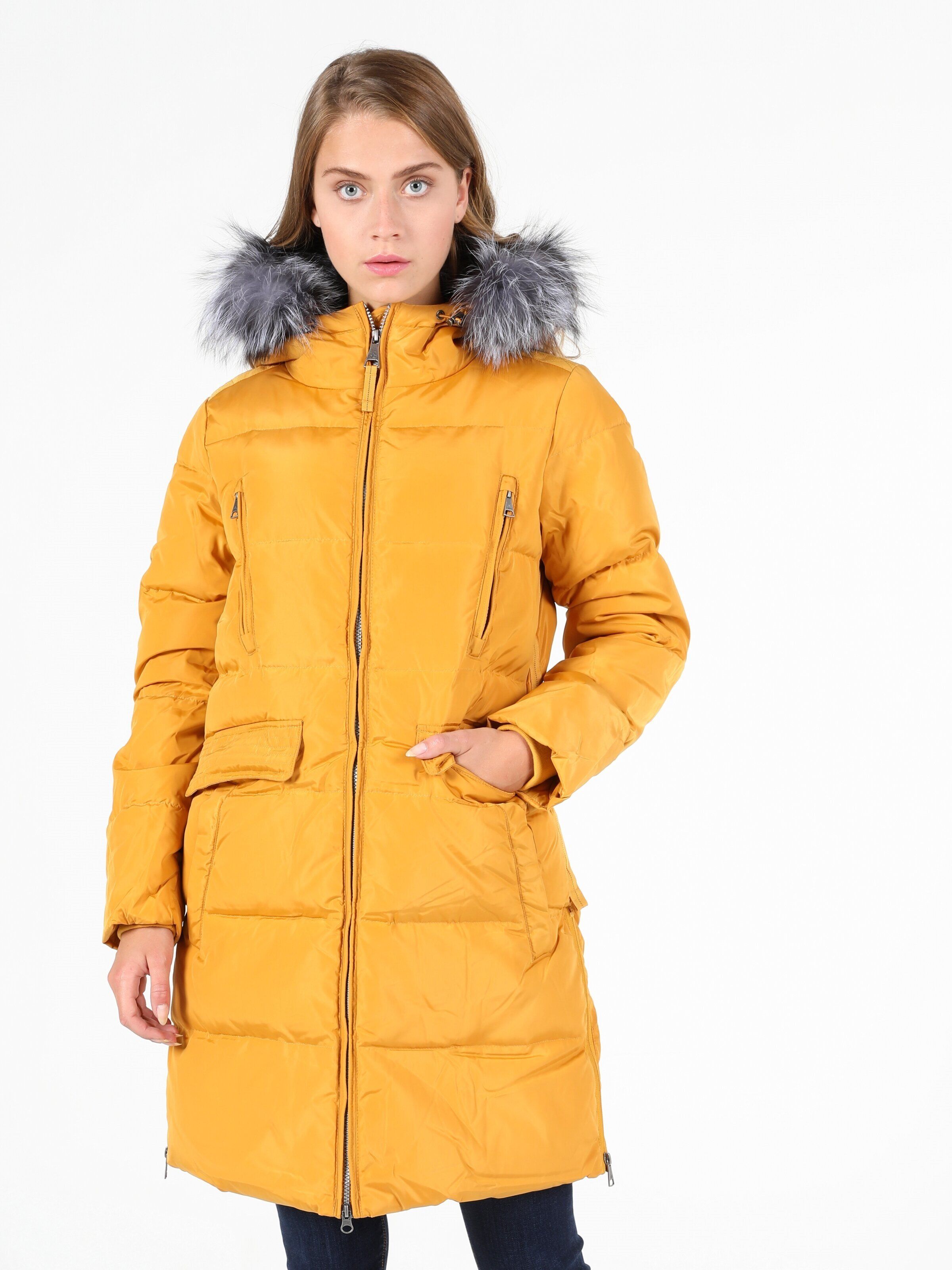 Акція на Куртка демісезонна довга з капюшоном жіноча Colin's CL1051239MYLQ1.V2 XS Mustard Yellow від Rozetka