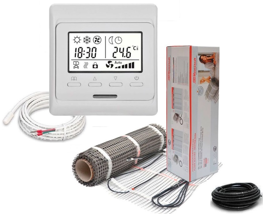 

Теплый пол Hemstedt двухжильный мат DH 1 м2 150Вт в комплекте с программируемым терморегулятором