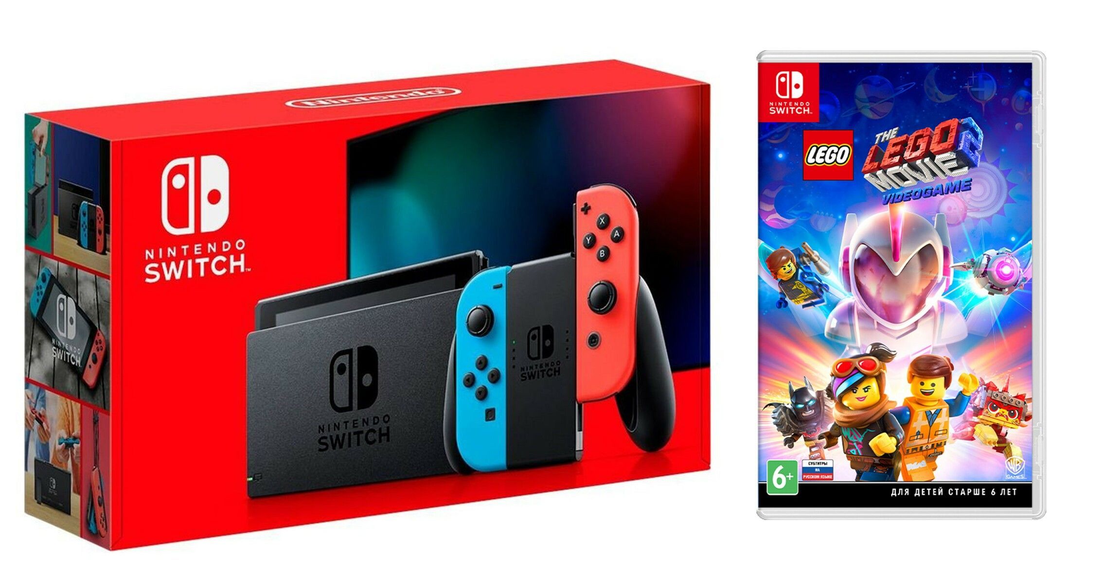 

Nintendo Switch Neon blue/red - Обновлённая версия + The LEGO Movie 2 Videogame для Nintendo Switch русские субтитры