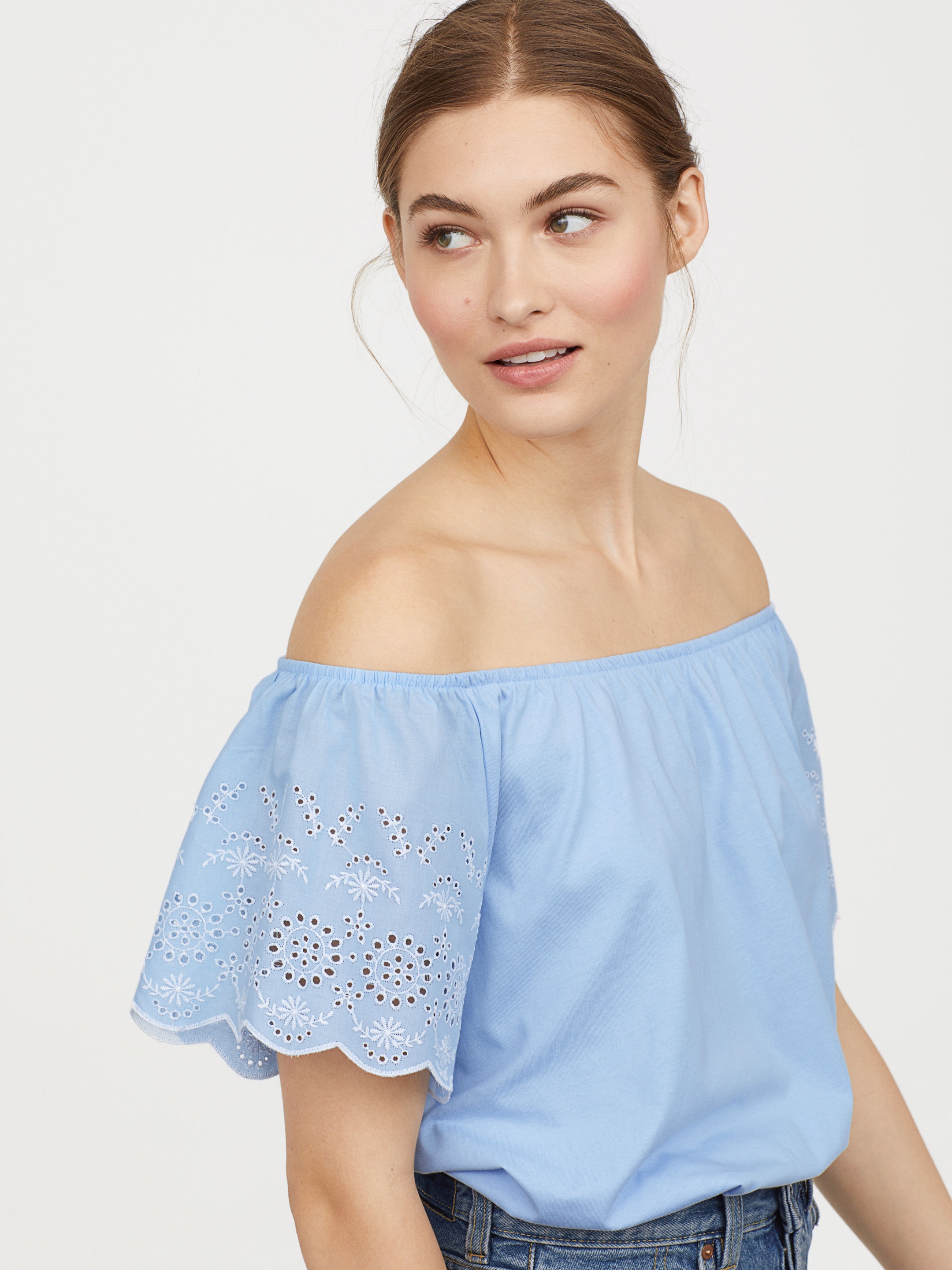 Акція на Топ жіночий H&M XAZ099624LBVF L Блакитний з білим від Rozetka