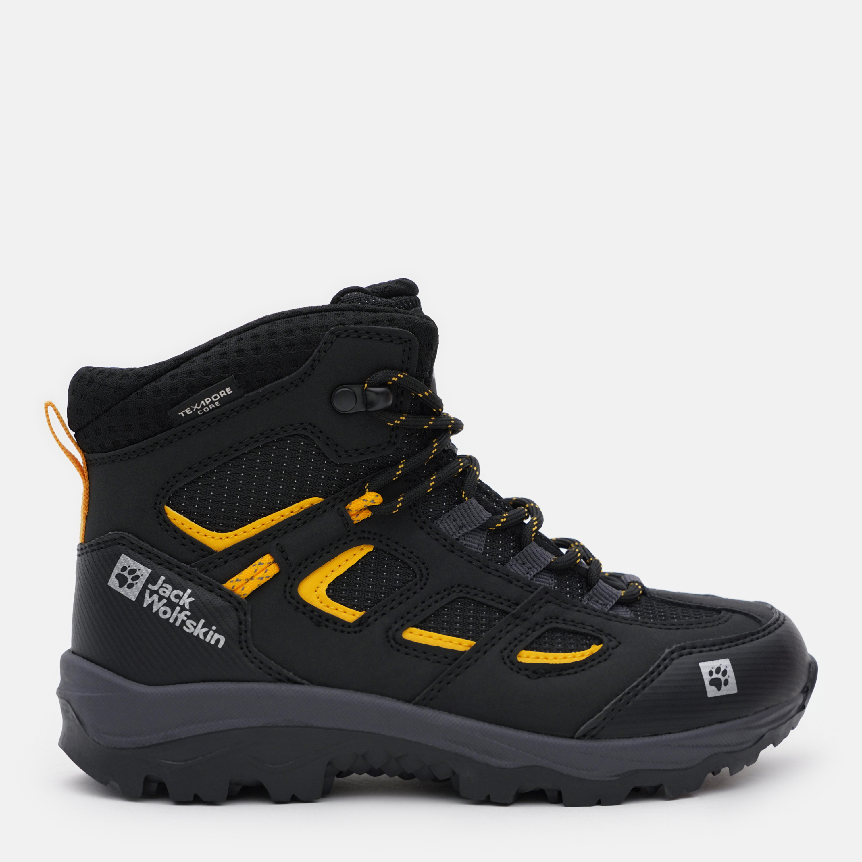 Акция на Підліткові зимові черевики для хлопчика Jack Wolfskin Vojo Texapore Mid K 4042181-6361 38 (5UK) Чорний/Жовтий от Rozetka