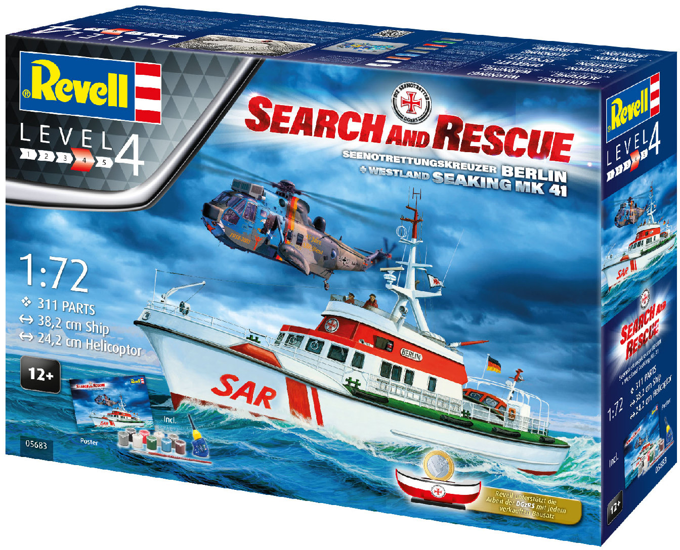

Сборная модель Revell Набор катер "Arkona" и вертолет Sea King mk 41. Масштаб 1:72 (RVL-05683) (4009803056838)