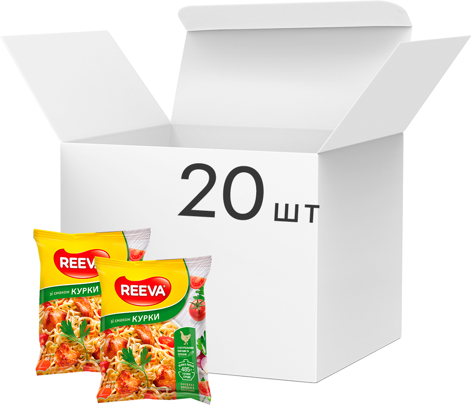 Упаковка лапши быстрого приготовления Reeva со вкусом курицы 85 г x 20 ...