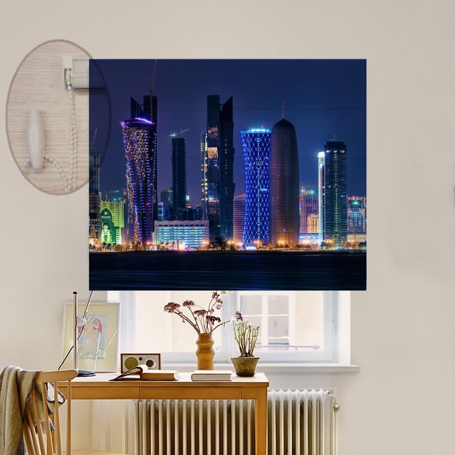 

Римская штора система Lux Coullise InHt Фотопечать Город 00-003 Джуси Велюр 160х170 см