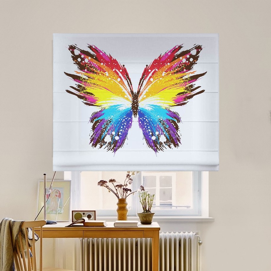 

Римская штора система Classic InHt Фотопечать Бабочка 00-603 Джуси Велюр 180х170 см