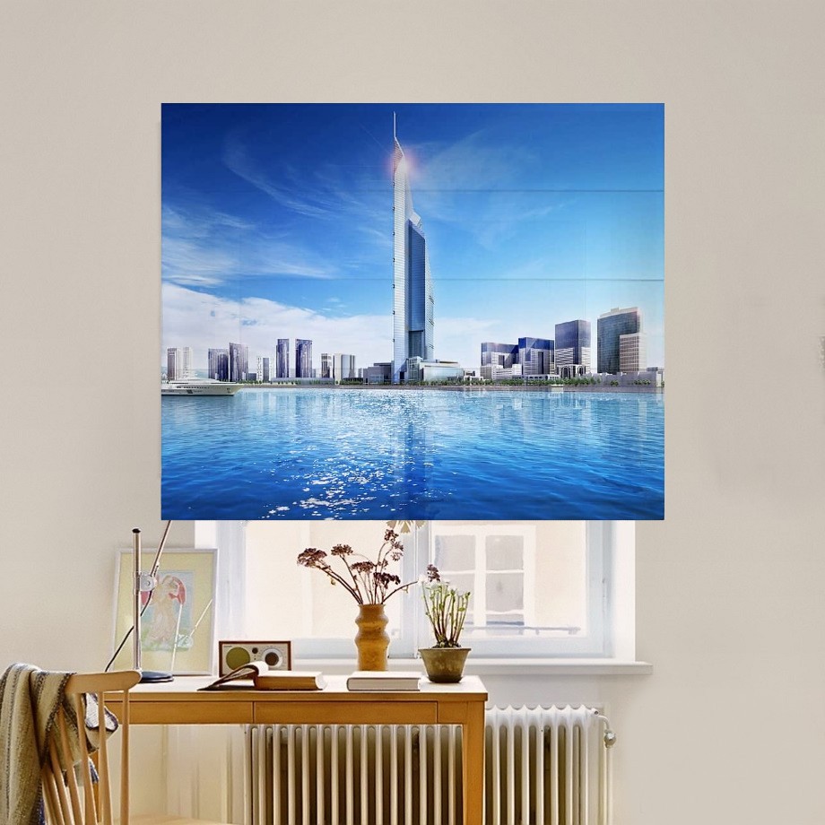 

Римская штора система Classic InHt Фотопечать Город 00-493 Джуси Велюр 110х170 см