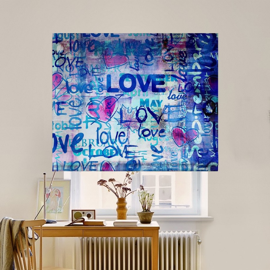 

Римская штора система Classic InHt Фотопечать Граффити 00-052 Джуси Велюр 130х170 см