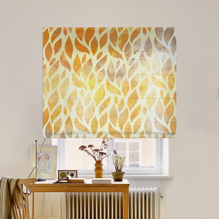 

Римская штора система Classic InHt Фотопечать Узор Листья 02-032 Джуси Велюр 100х170 см