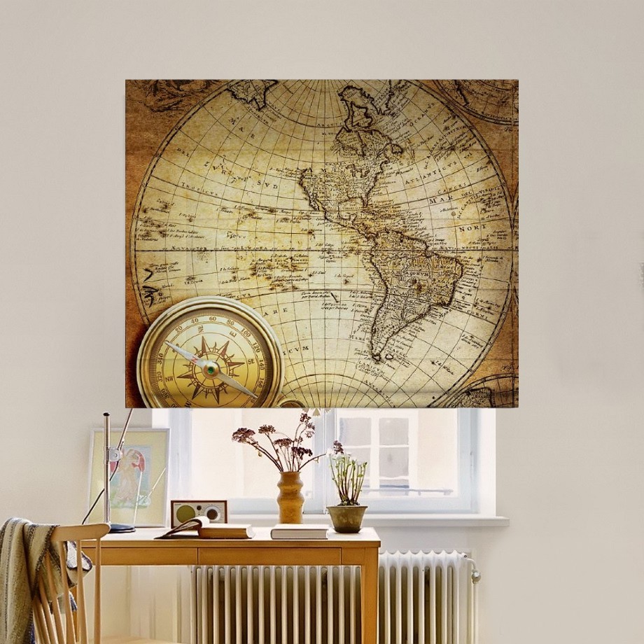 

Римская штора система Classic InHt Фотопечать Карта 00-049 Джуси Велюр 70х170 см