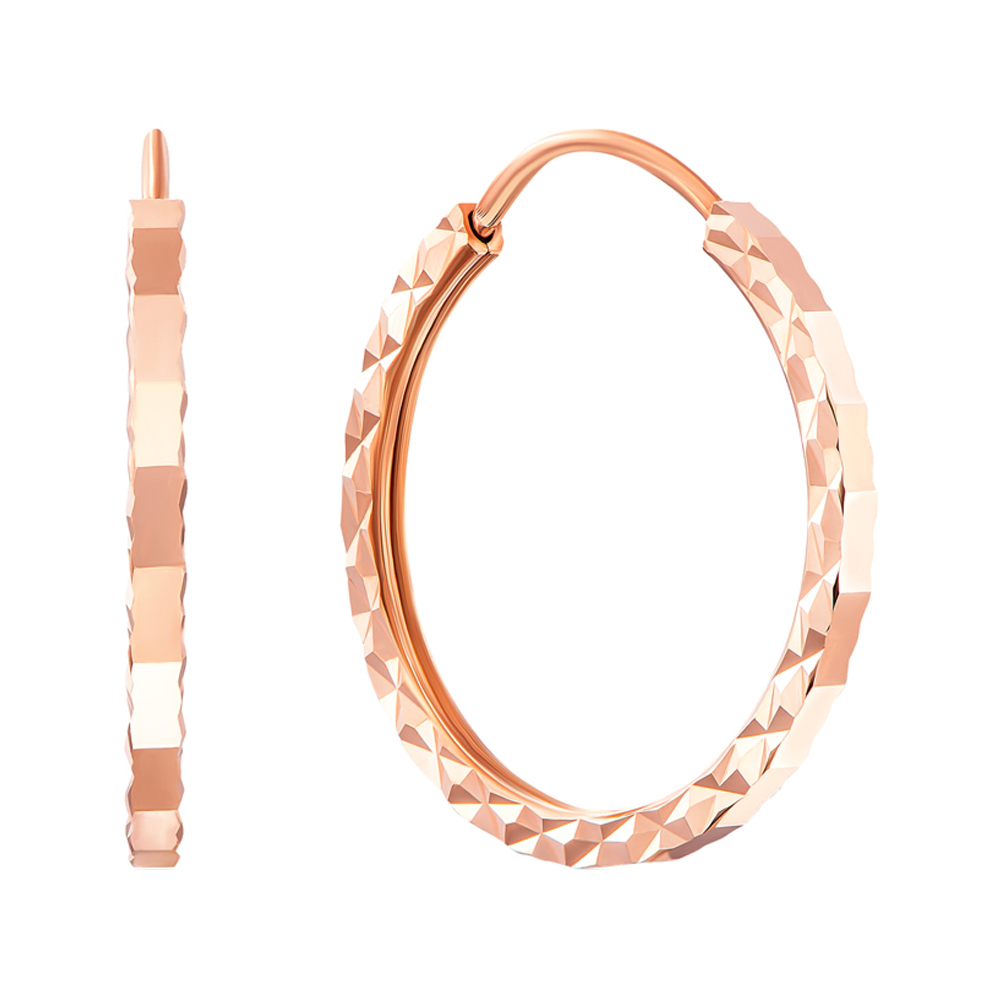 Серьги-конго из красного золота с алмазной гранью 000104007, d 18 мм ...