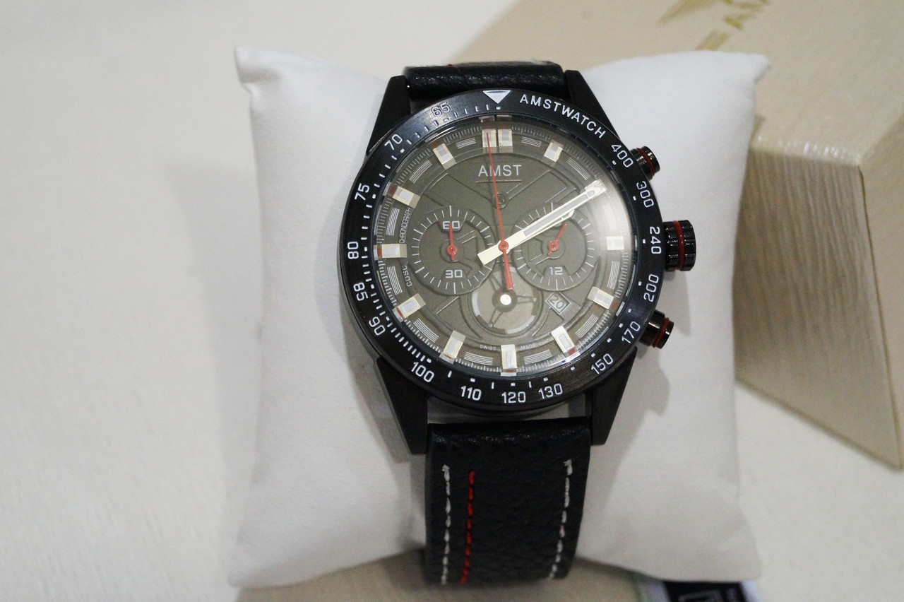

Часы наручные AMST AM3021-1 Black-Black, кожаный ремешок