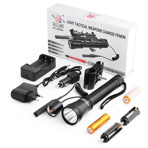 

Фонарь Police Q2830-T6,под ружье,вынос.кнопка,2х18650/1х18650,ЗУ 220V/12V,BOX