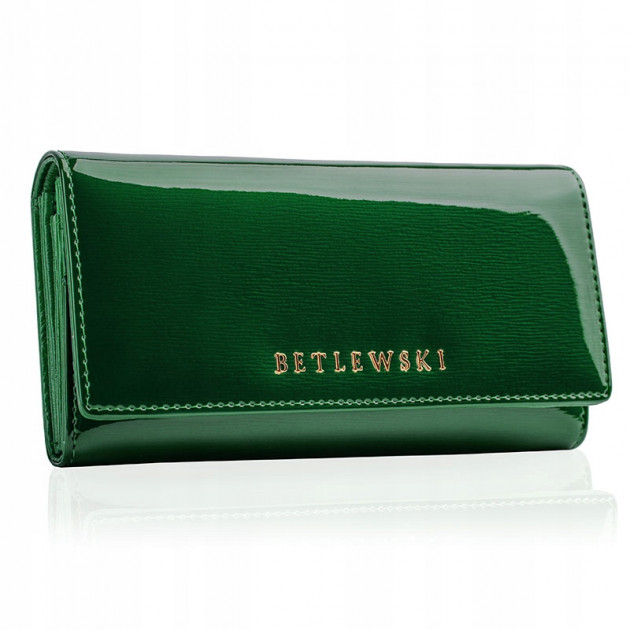 

Кошелек женский BETLEWSKI ZBPD-BS-72031 из лакированной кожи с защитой RFID + 10 отделений для карт Изумрудный