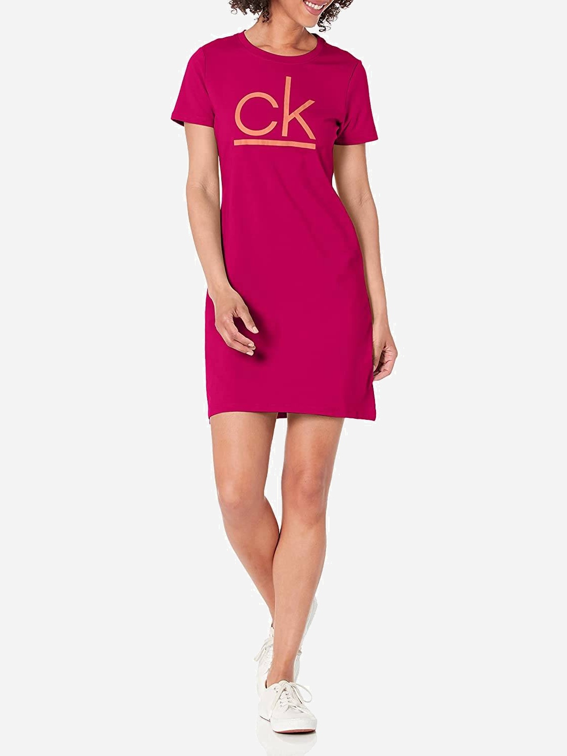 Акція на Сукня-футболка міні літня жіноча Calvin Klein 448785816 XL Рожева від Rozetka