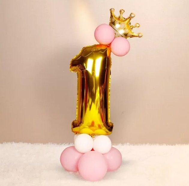 Цифра 1 На Подставке Из Шаров Золотисто-Розовый – фото, отзывы ...