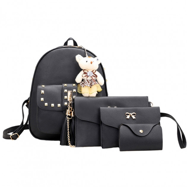 

Женский рюкзак Teddy Back Pack Bag с набором 4 в 1 Черный (1527)