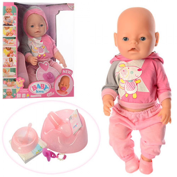 

Функциональный Пупс BABY 8006-456 с аксессуарами в розовом костюмчике