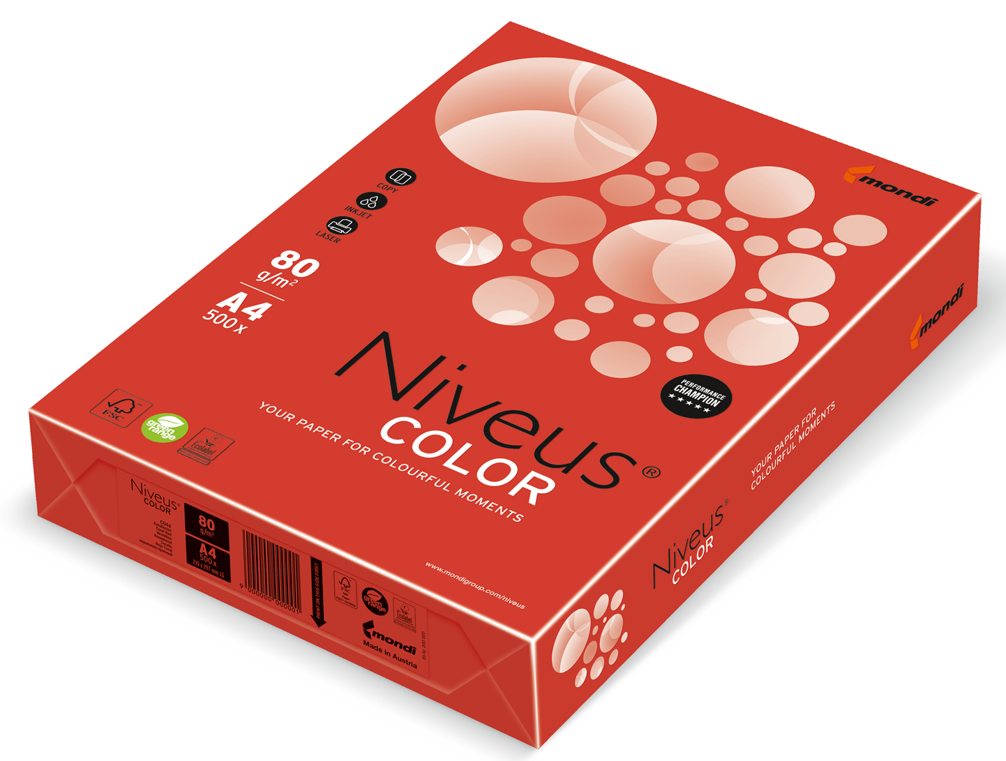 

Бумага цветная Niveus интенсив А4/80 500л CO44 красный (A4.80.NVI.CO44.500)