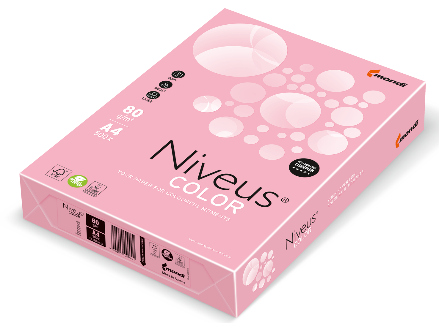 

Бумага цветная Niveus пастель А4/80 500л розовый (A4.80.NVP.PI25.500)