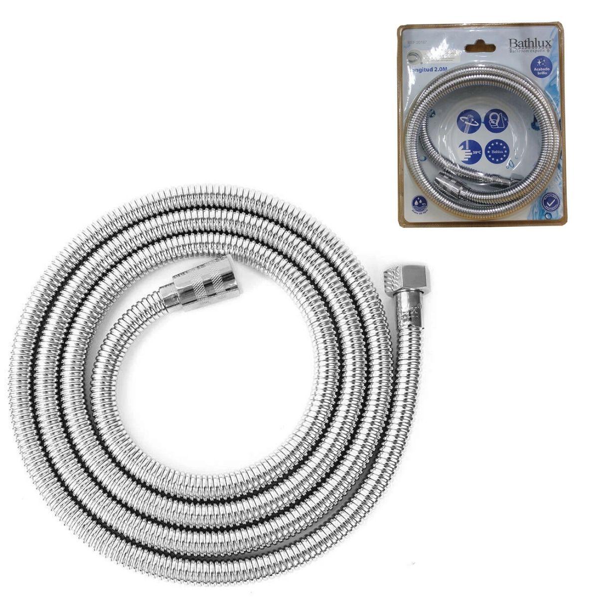 

Душевой шланг пластиковый в металлической оплетке 200 см Bathlux 20187, гибкий гофра шланг для душа имп/кон (F_132190)