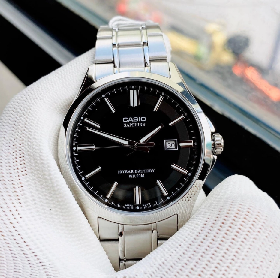 Мужские наручные часы с сапфировым стеклом Casio MTS-100D-1A Серебро ...