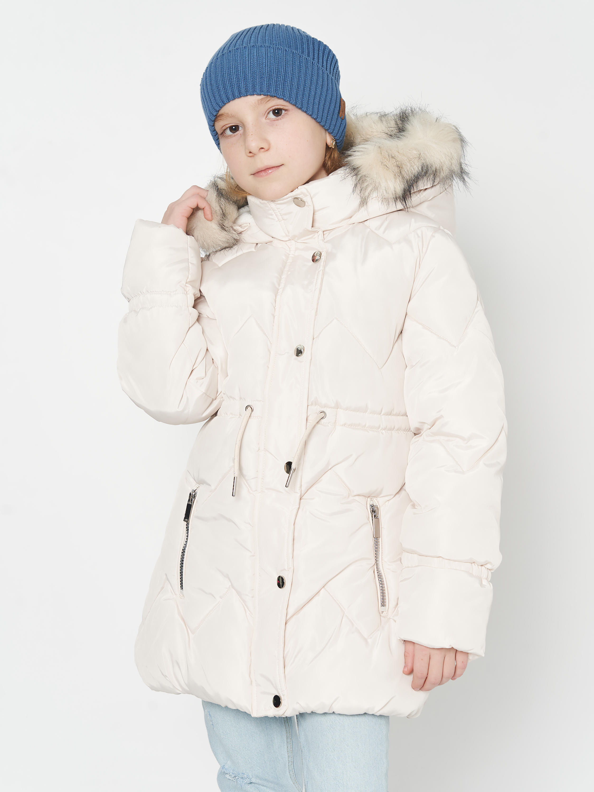 Акция на Дитяче зимове пальто для дівчинки Minoti Retreat 1 37169JNR 116-122 см Кремове от Rozetka