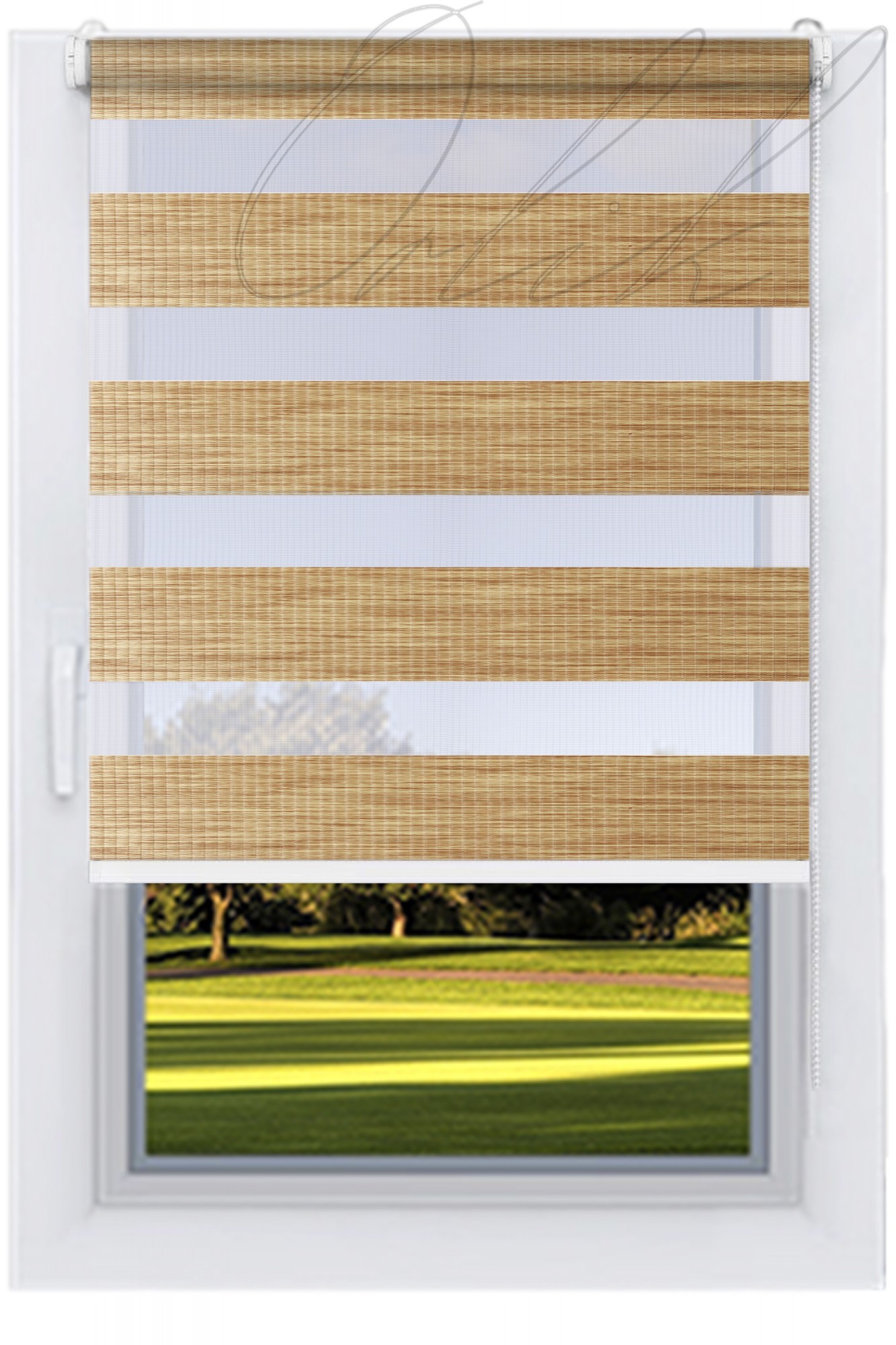 

Ролета тканевая DECOLUX Дуб светлый 75х200 Бамбук День-Ночь вал 40 белый