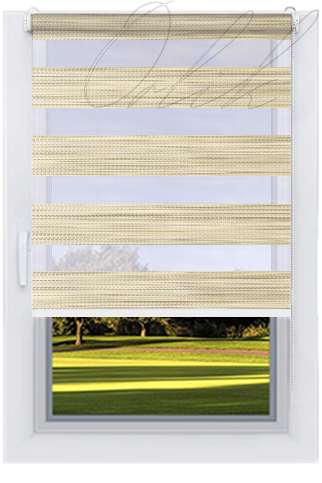 

Ролета тканевая DECOLUX лофт 135х200 BAHAMA-2741 День-Ночь вал 25 белый